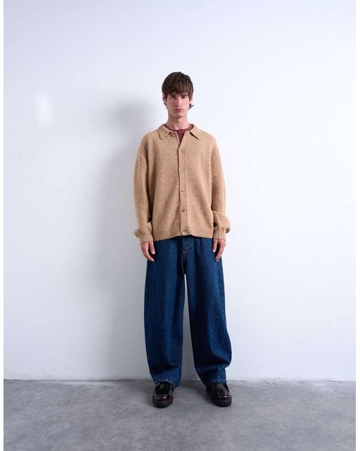 Cárdigan Extragrande Con Botones De -Neutro Topman de hombre de color Gray