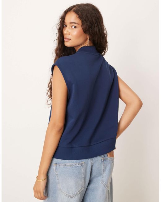 ASOS Blue Sweat Sleeveless Button Through Vest Top