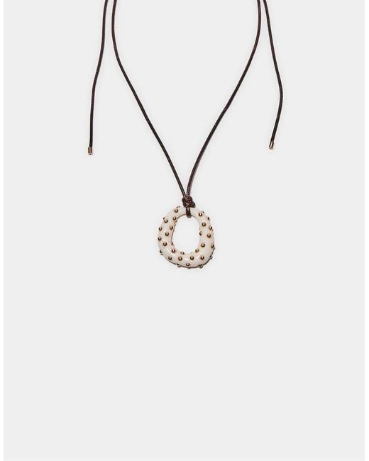 Stradivarius White Cord Necklace With Charm
