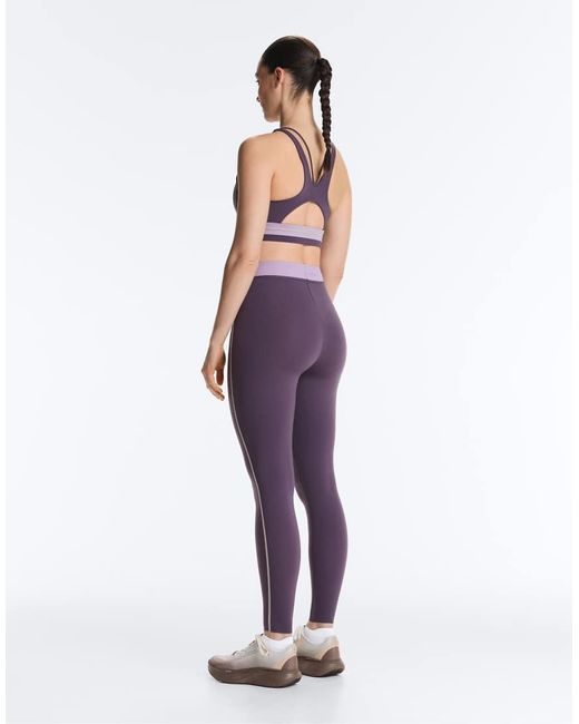 Oysho Purple High Rise Compressive Ankle-Length Leggings