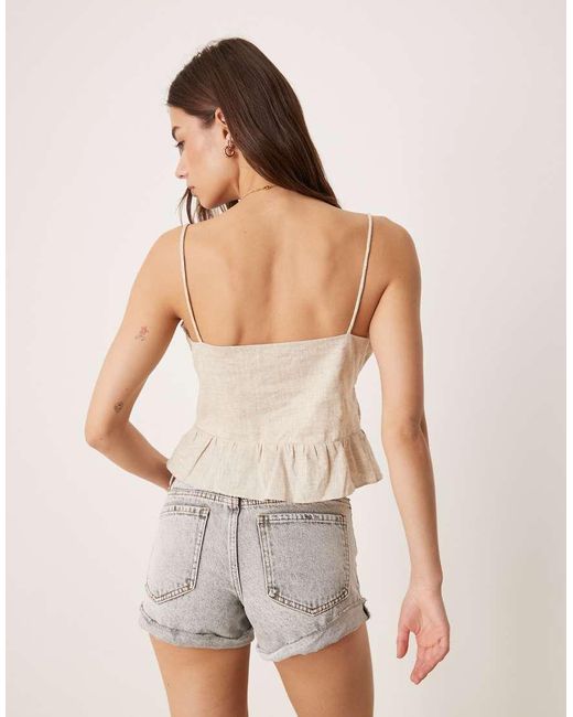 Glamorous Natural Tie Front Cami Top