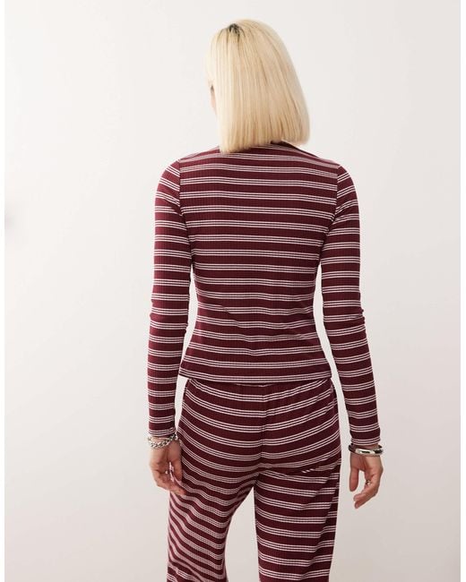 Collusion Red Fitted Rib Cardigan