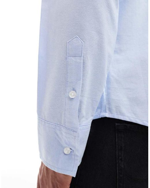 Brave Soul Blue Cotton Long Sleeve Oxford Shirt for men