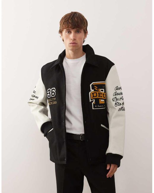 Deus Ex Machina Black Sourmug Varsity Coach Jacket for men