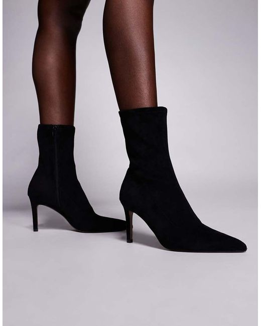 ASOS Black Wide Fit Erika High-heeled Sock Boots