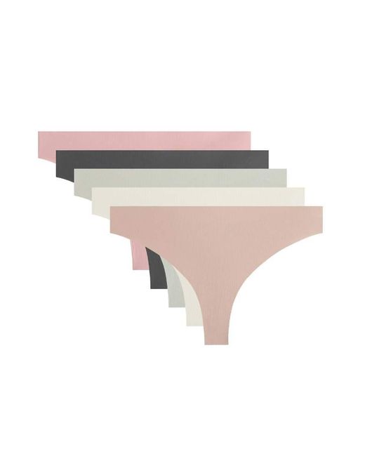 Oysho White 5 Lightweight Laser-Cut Polyamide Blend Thongs
