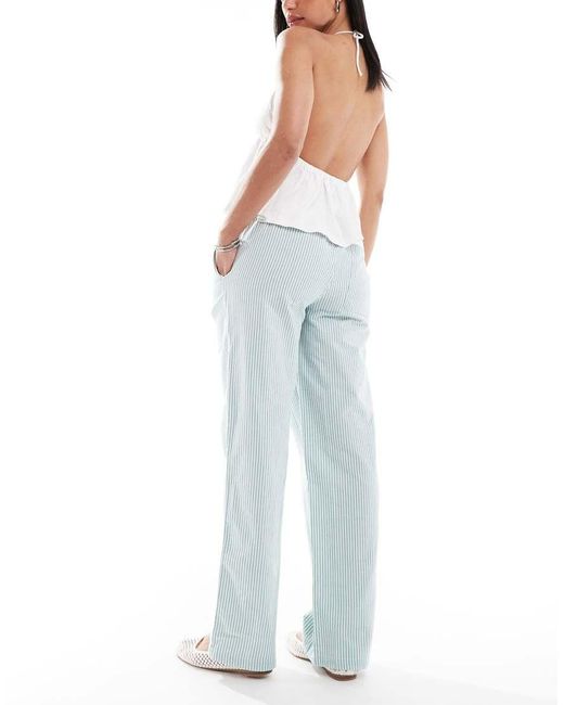 Superdry Blue Cotton Stripe Elasticated Trousers