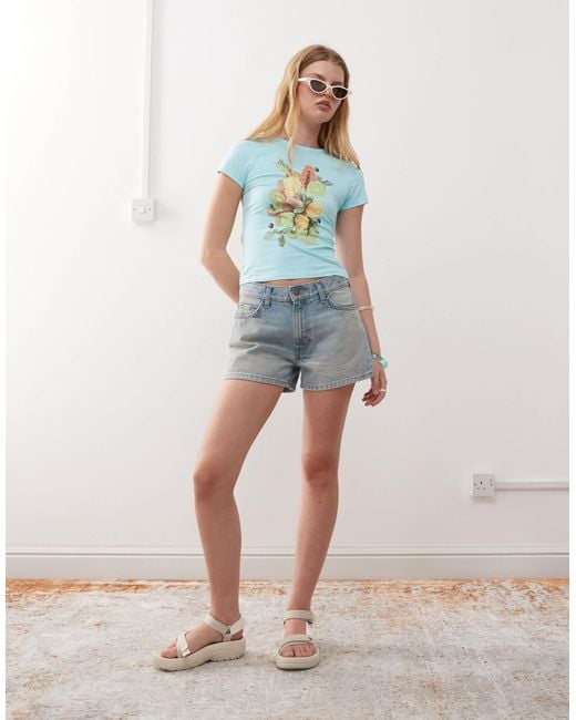 Collusion Blue Fruit Print Baby Tee