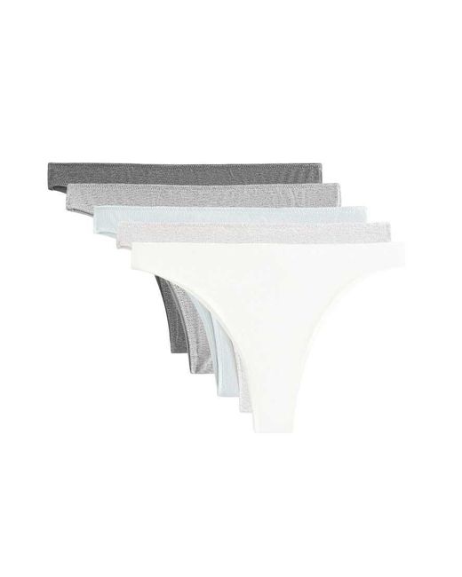 Oysho White 5 Cotton Blend Brazilian Rib And Plain Briefs