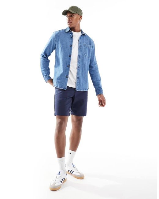 New Look Blue Oversized Heavyweight Denim Shirt for men