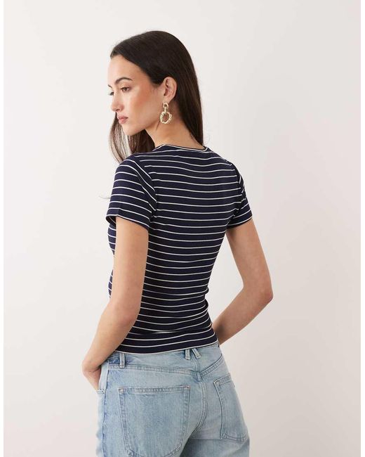 GOOD AMERICAN Blue Modal Ribbed Baby Tee