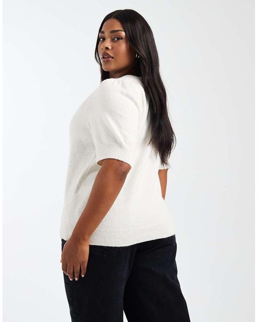 ONLY White Short Sleeves Knitted Jumper