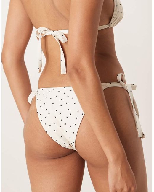 Peek & Beau Natural Mini Polka Dot Tie Side Bikini Bottoms