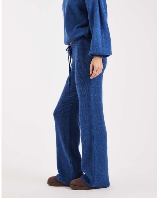 ASOS Blue Ribbed Wide Leg Knitted Trouser Co-ord