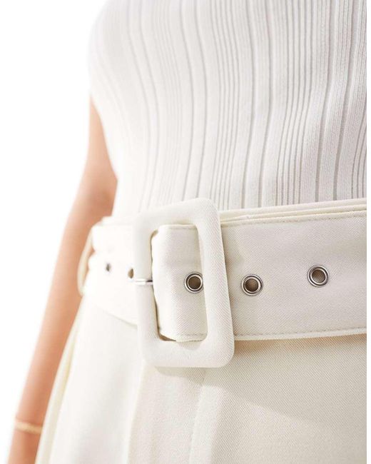 In The Style Plus White Tailored Belted Short