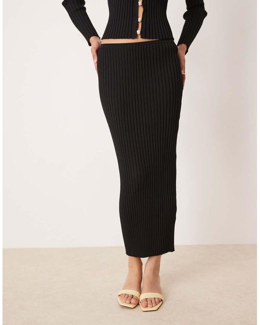 SNDY'S Natural Ribbed Knit Column Maxi Skirt Co-Ord