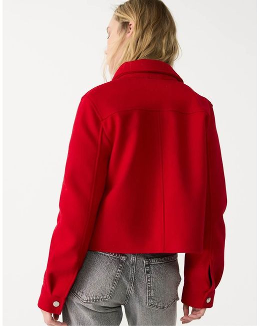 Stradivarius Red Soft Short Jacket