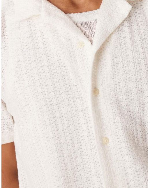 Abercrombie & Fitch White Cropped Short Sleeve Textured Shirt for men