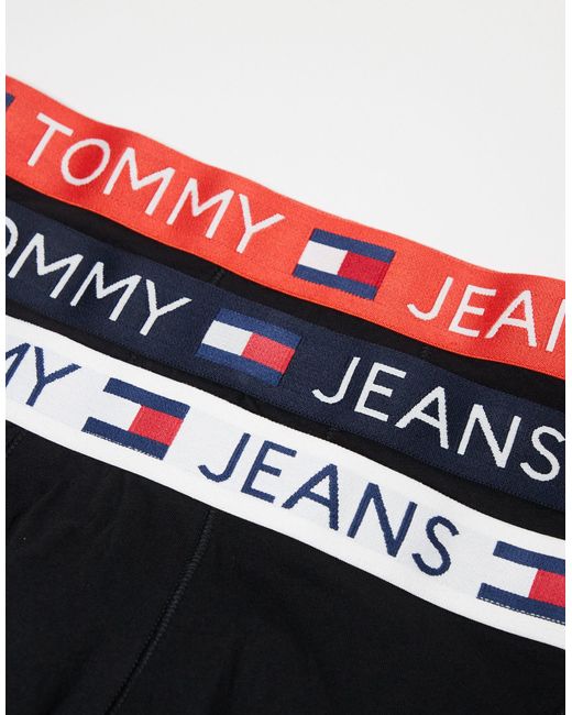 Tommy Hilfiger Black Tommy Jeans Cotton Essentials 3 Pack Trunks for men