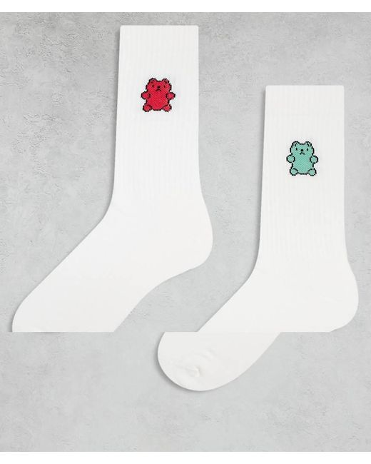 ASOS White 2 Pack Socks With Gummy Bear Graphic for men