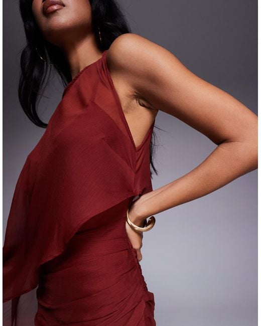 ASOS Layered Sleeve Overlay Maxi Dress With Draped Skirt