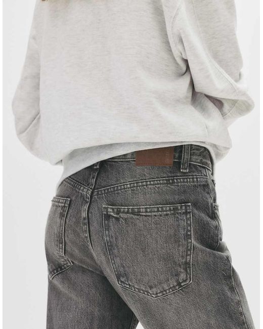 Pull&Bear White Mid-waist Straight-leg Jeans