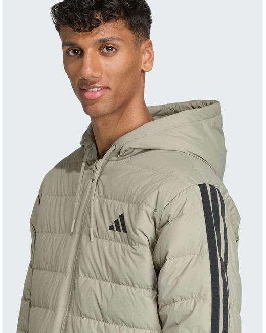 Adidas Originals Natural Essentials Climawarm 3-Stripes Light Down Hooded Parka for men