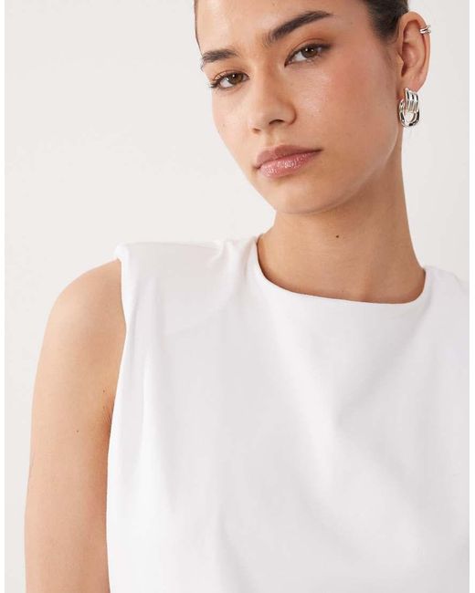 ASOS Natural Shoulder Pad T-Shirt Midi Dress