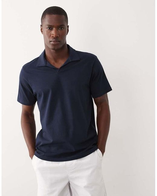 ASOS Blue Heavyweight Regular Fit Notch Polo for men