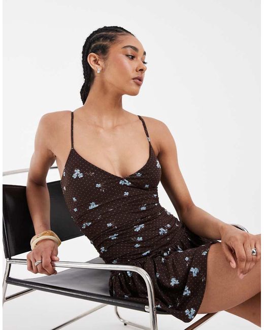 Hollister Black Strappy Lace Trim Babydoll Mini Dress
