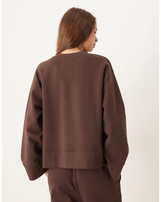 ASOS Brown Interlock Oversized Crew Neck Top