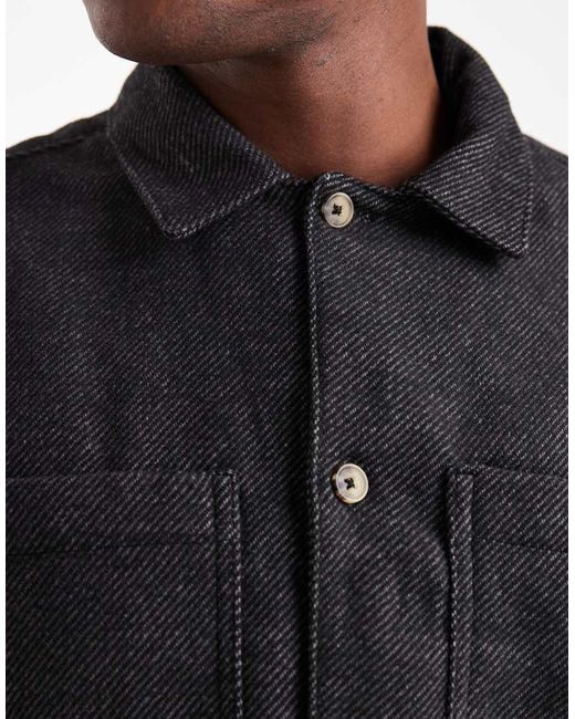 ASOS Black Wool Look Overshirt for men