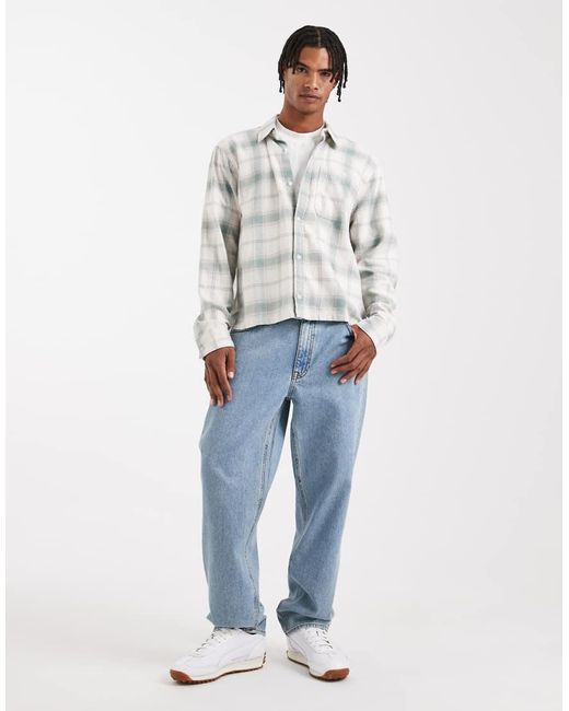 Hollister White Long Sleeve Flannel Shirt for men