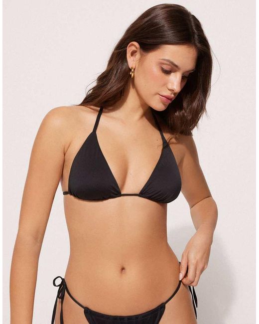 Tezenis Black Non-Padded Sliding Triangle Bikini Top