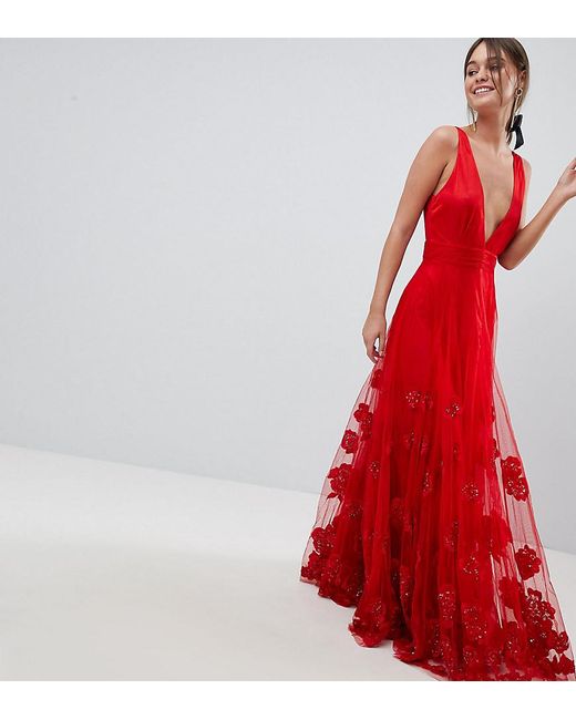 A Star Is Born Red Maxi Prom Dress With Embellishment And Embroidery