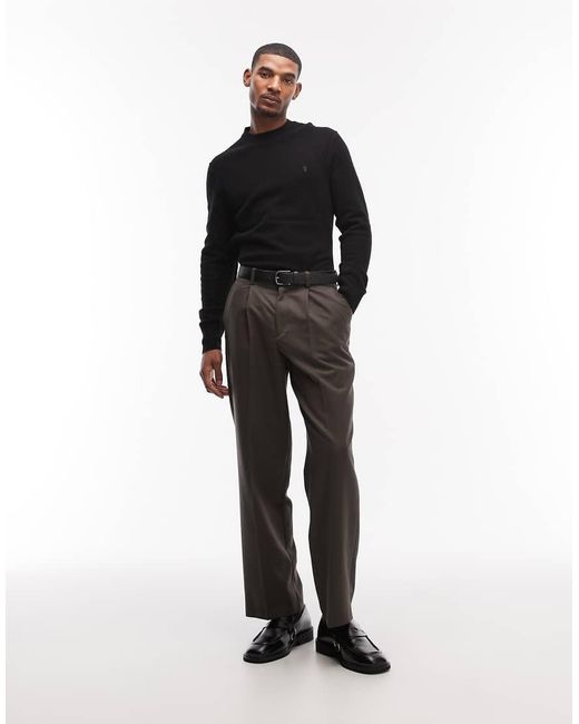 AllSaints Black Statten Crew Neck Logo Sweater for men