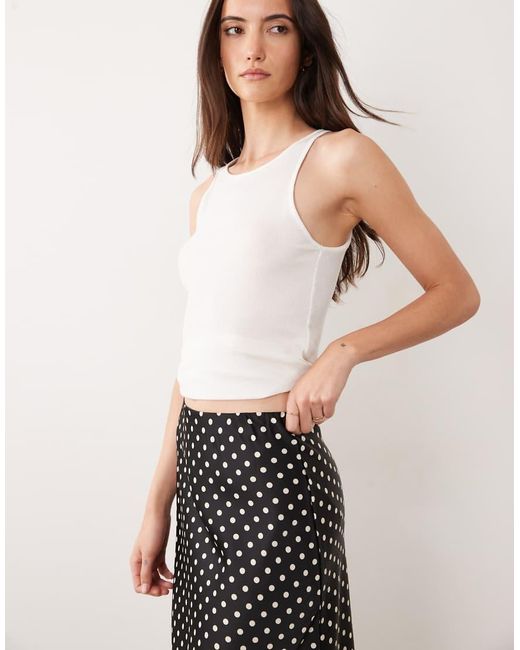 Y.A.S White Satin Midi Skirt