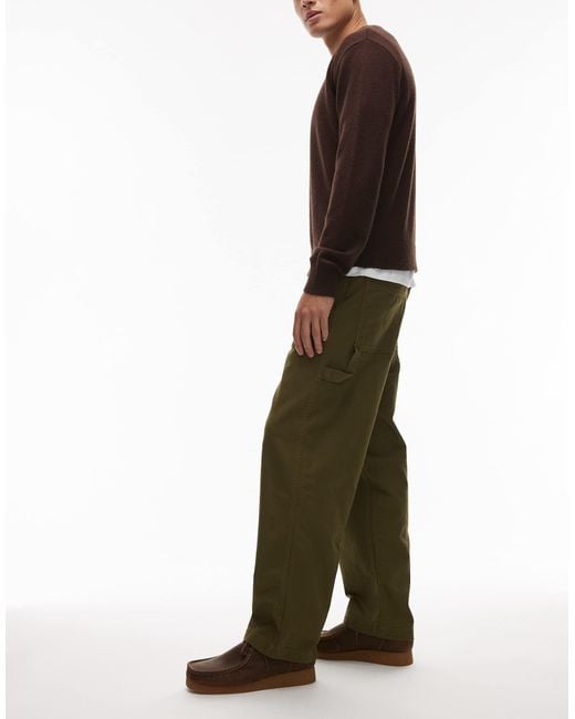Timberland – locker sitzende carpenter-hose aus schwerem canvas in Green für Herren
