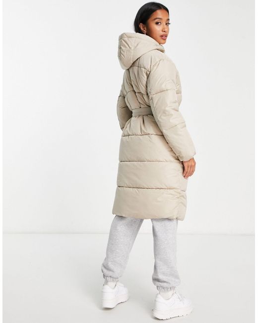 New Look White Belted Midi Puffer Coat