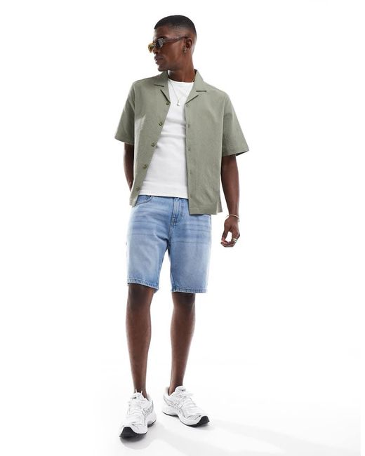 ASOS Gray Boxy Revere Seersucker Shirt for men