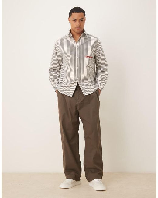 Camicia Vestibilità Comoda di ASOS in Natural da Uomo