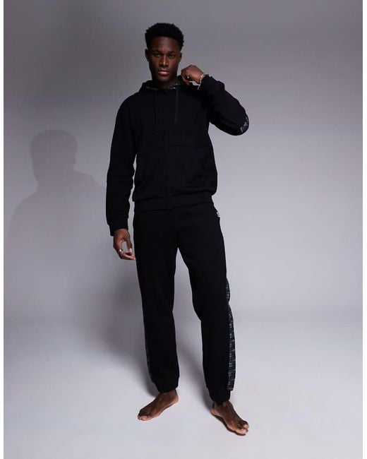 EA7 Blue Armani Zip Hoodie Co-Ord With Logo Tape Detail for men