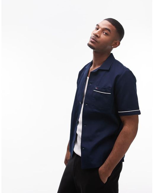 Tommy Hilfiger Blue Bowling Shirt for men