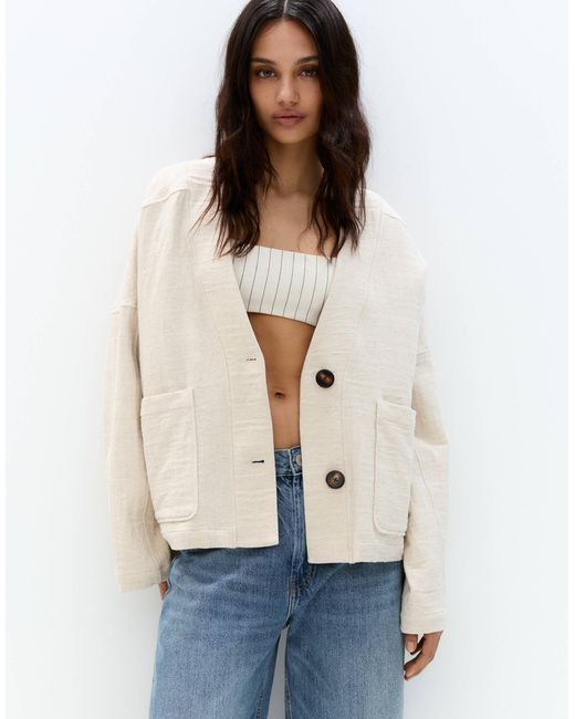 Pull&Bear Natural – kimono-jacke