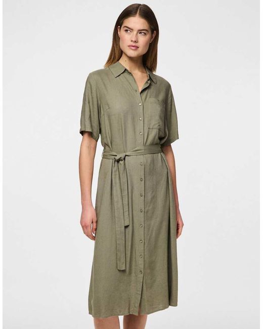 Pieces Green Shirt Dress