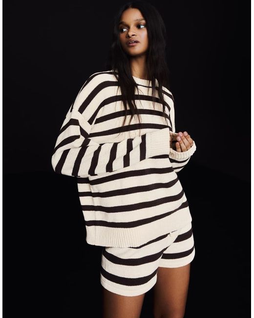 Bershka Black Striped Round Neck Jumper