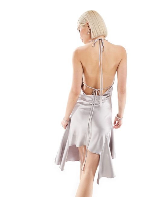 Collusion White Satin High Neck Deconstructed Slip