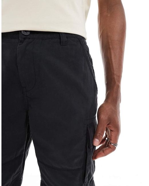 Threadbare Black Woven Cotton Rich Shorts for men