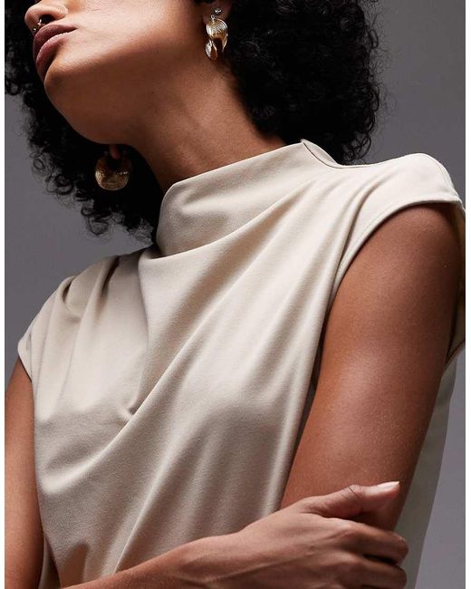 Mango Gray Polyamide Slash Neck Cap Sleeve T-shirt Co-ord