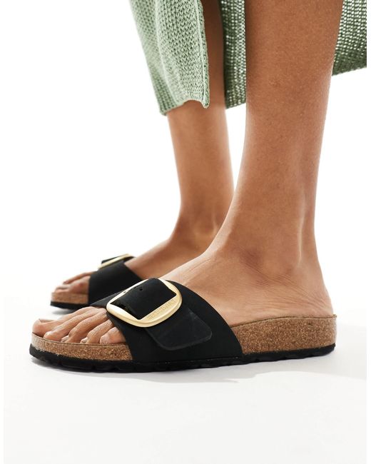 Birkenstock Madrid Sandalen Met Grote Gesp in het Zwart Lyst NL